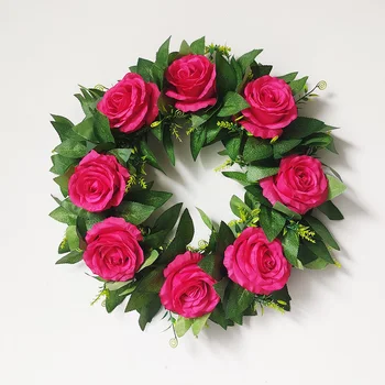 Dirbtinis Aštuonių Raudonos Rožės, Gėlės Vainikas Namų Puošybai Durų Kabo Dekoratyvinis Girliandą Kalėdų, Naujųjų Metų