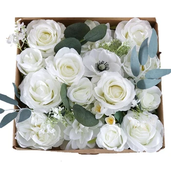 Dirbtinių Baltų Rožių Kinų Rožė Gėlių Galvų 