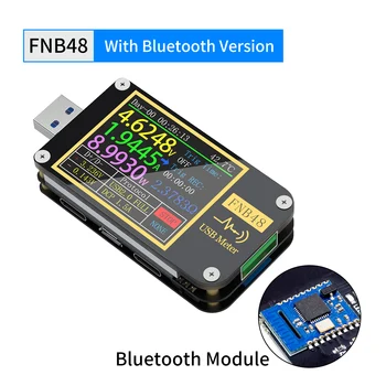 FNB48 PD sukelti Voltmeter ammeter Dabartinės ir Voltmeter USB testeris QC4 + PD3.0 2.0 PGS greito įkrovimo protokolo pajėgumo testas